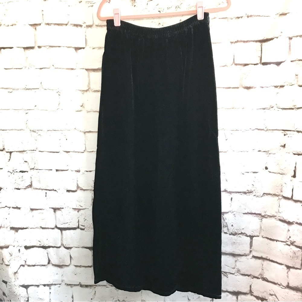 Vintage JOHN PAUL RICHARD Fairy Grunge Black Velvet Goth Whimsigoth Maxi Skirt S - Picture 2 of 12